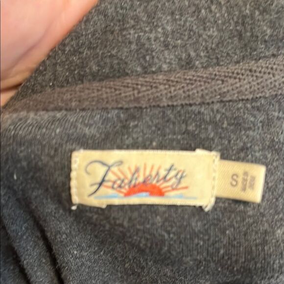 Faherty Gray Button-Up Pajama Top Pink Trim Top Only Loungewear Sleep - Picture 5 of 8